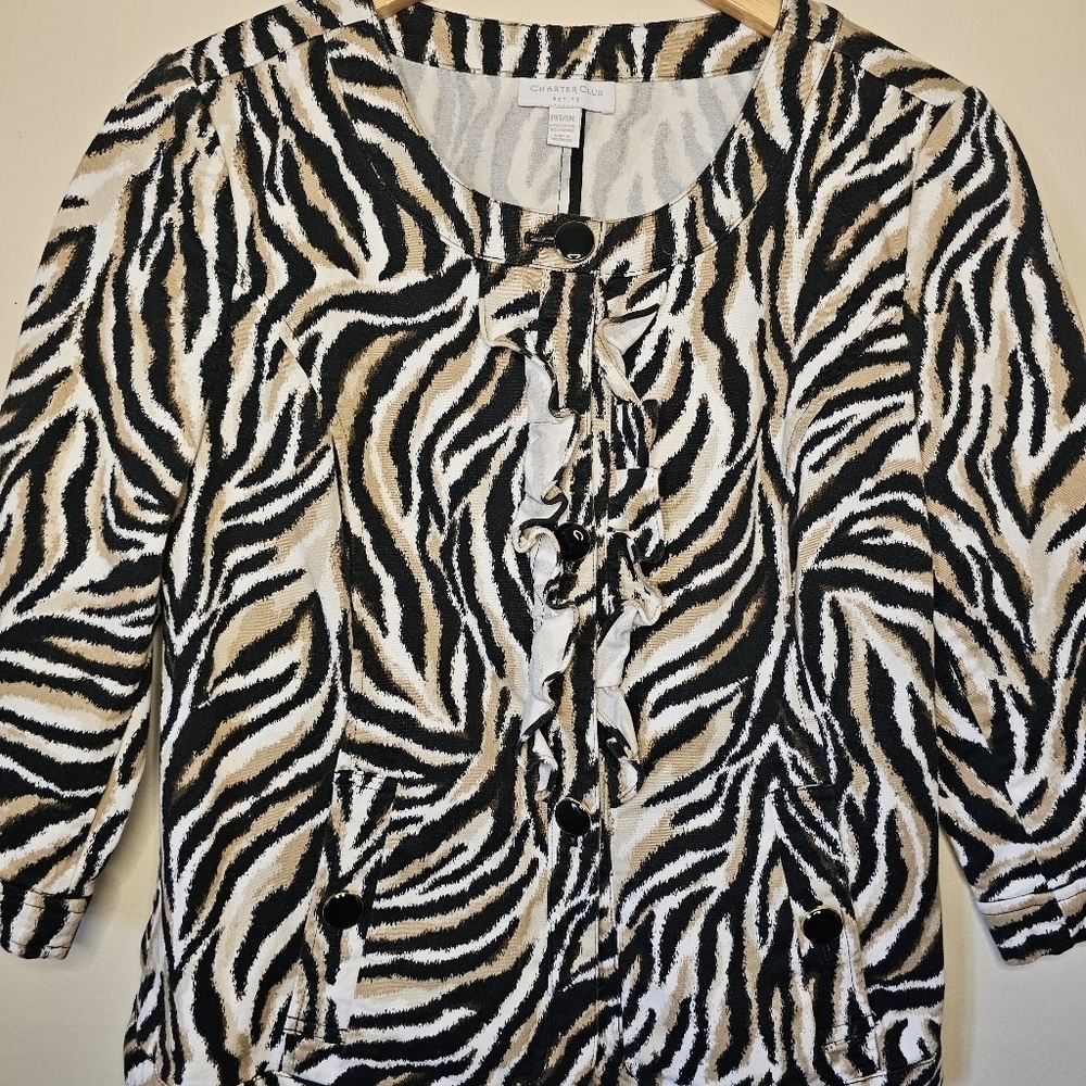 Charter Club Animal Print Jacket Size Petite Small - Picture 4 of 6